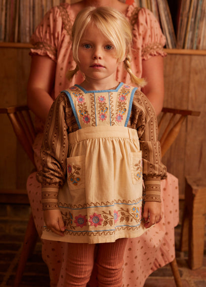 Baby Ursina Embroidered Pinafore, Cashew