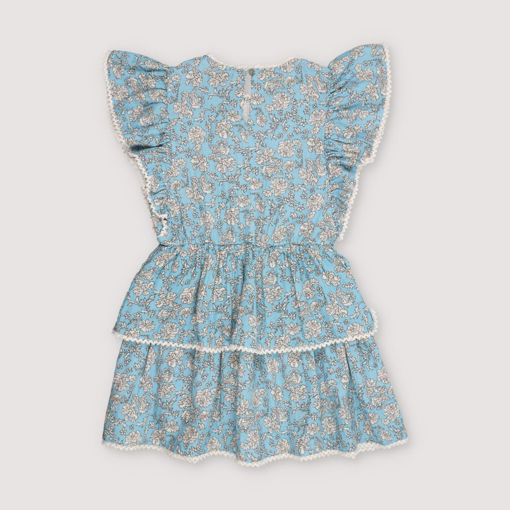 Melina Dress, Peony Powder Blue