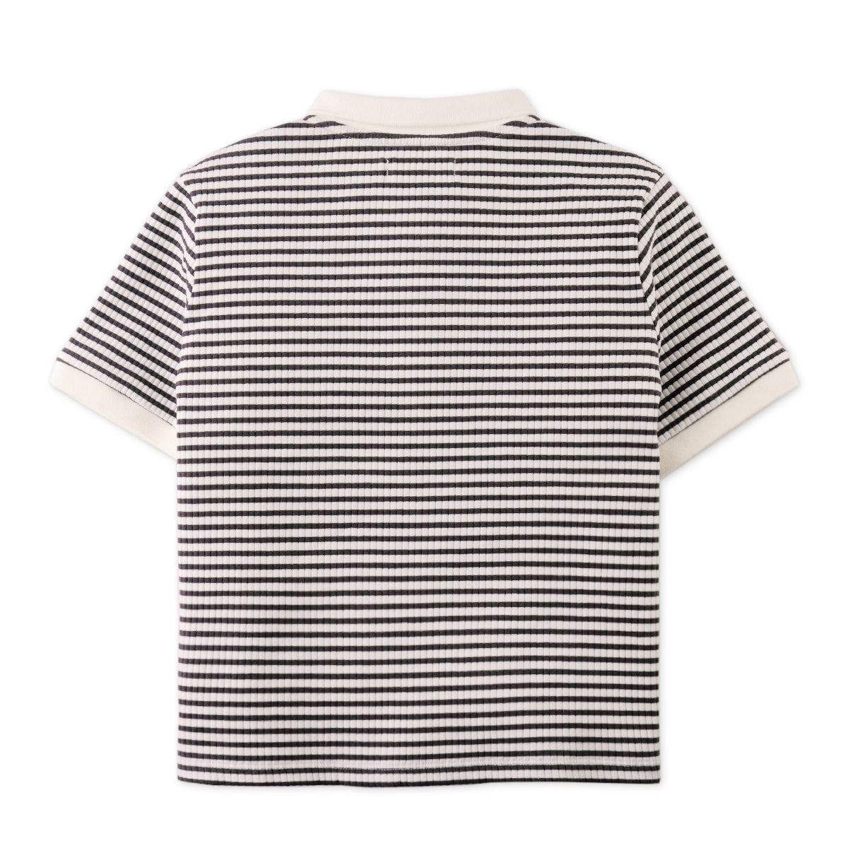 Boys Adrian Stripey Rib Jersey Polo, Off White