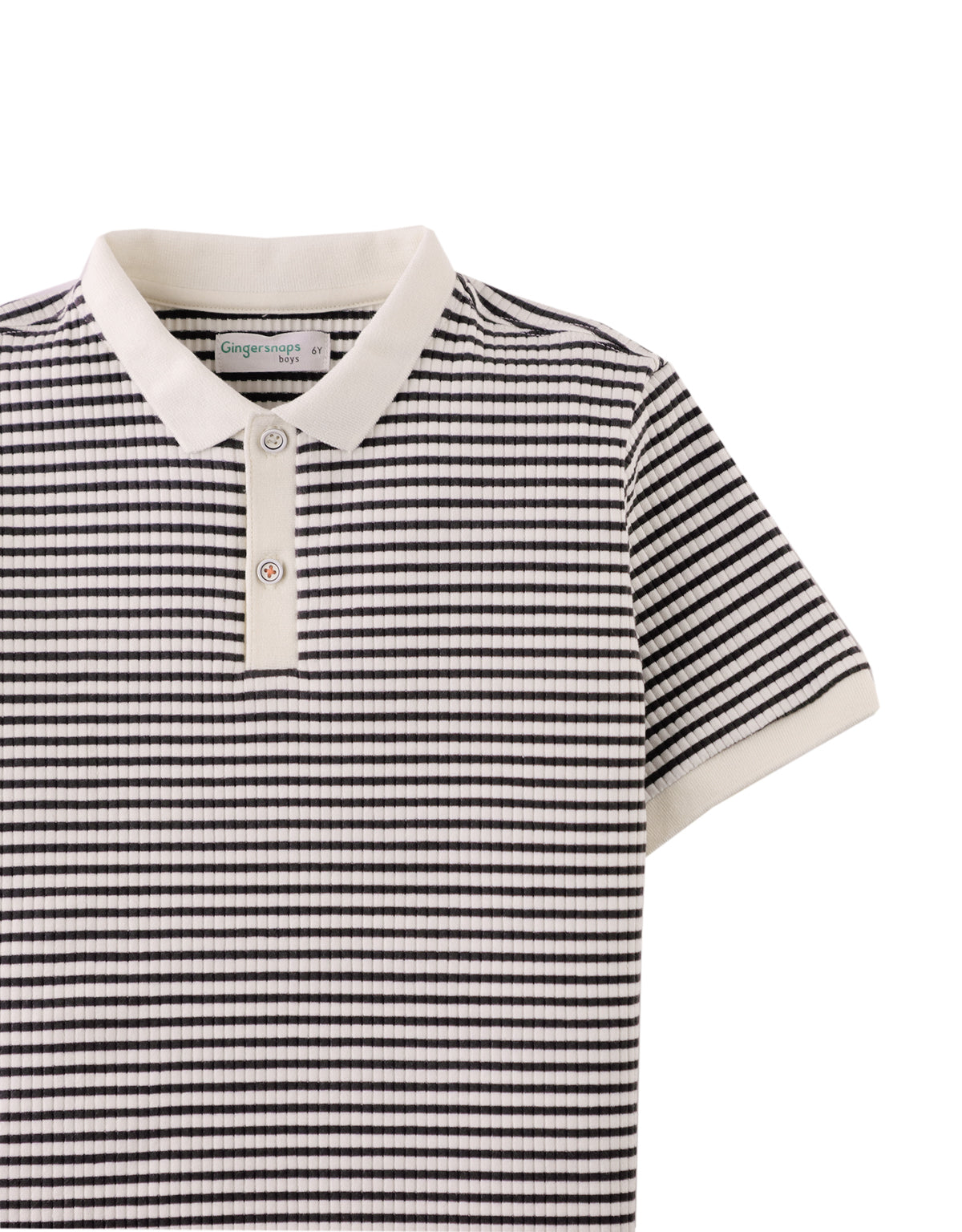 Boys Adrian Stripey Rib Jersey Polo, Off White