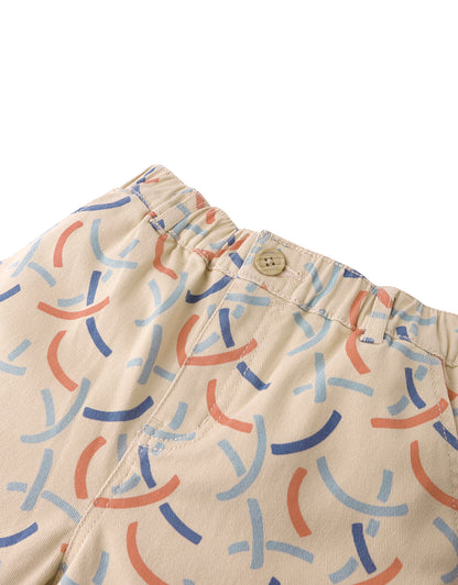 Boys Alfie Shorts in Hoops All-Over Print, Khaki