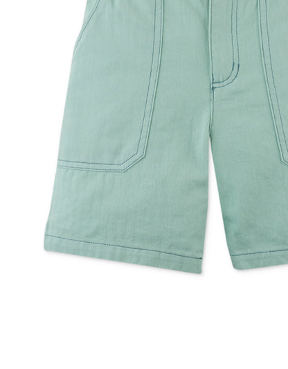 Boys Gino Bermuda Shorts with Contrast Stitching, Green