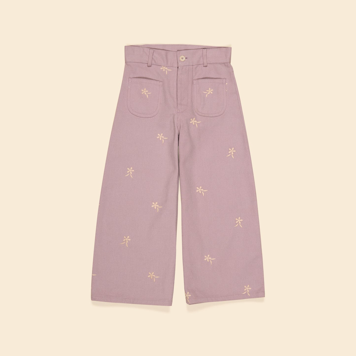 Casey 70's Embroidered Hem Jean, Lilac Grey