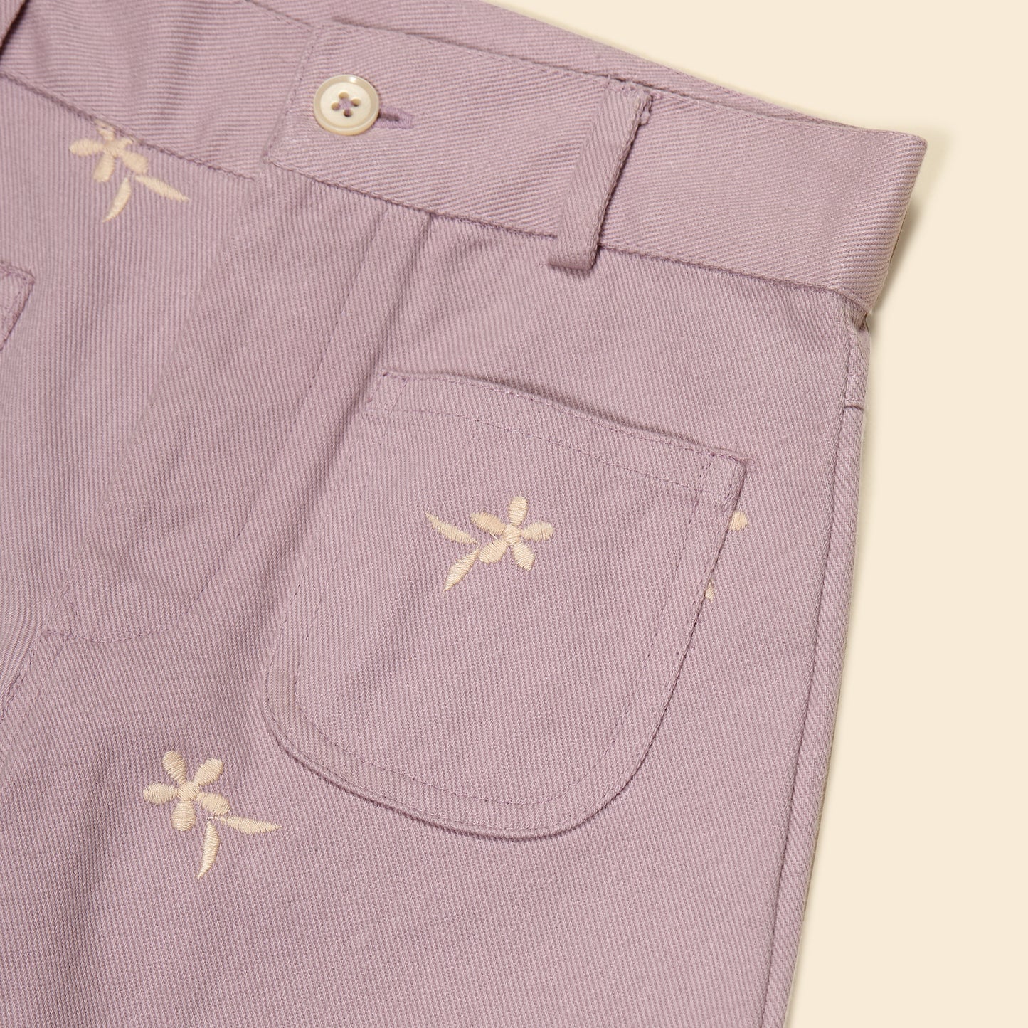 Casey 70's Embroidered Hem Jean, Lilac Grey