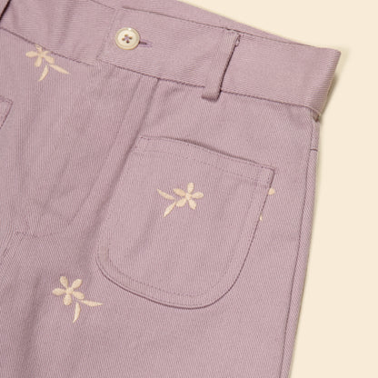 Casey 70's Embroidered Hem Jean, Lilac Grey
