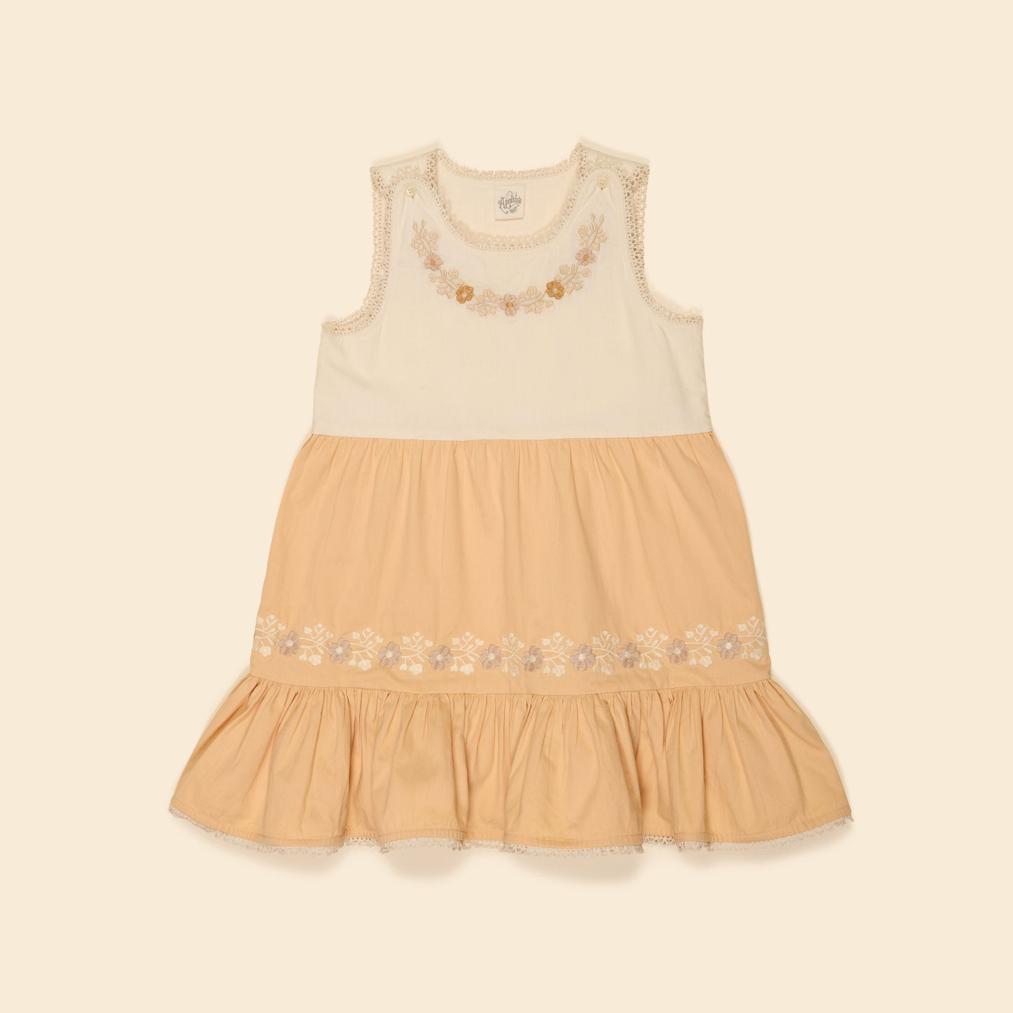 Clarita Dress, Cream/Peach Yogurt