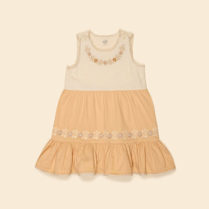 Clarita Dress, Cream/Peach Yogurt