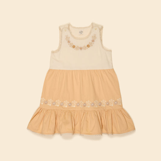 Clarita Dress, Cream/Peach Yogurt