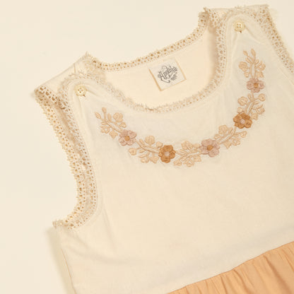 Clarita Dress, Cream/Peach Yogurt