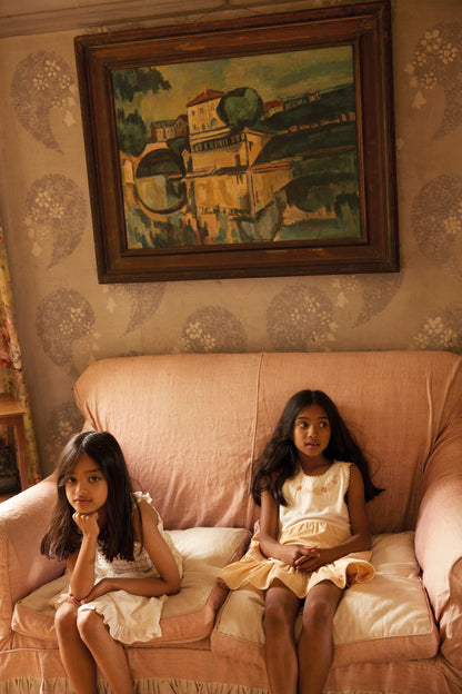 Clarita Dress, Cream/Peach Yogurt