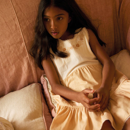 Clarita Dress, Cream/Peach Yogurt