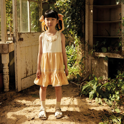 Clarita Dress, Cream/Peach Yogurt