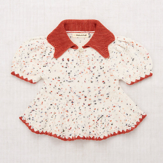 Crochet Trim Puff Top, Picnic Confetti