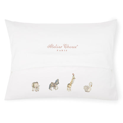 Satin Cushion, Carousel Blue