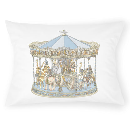 Satin Cushion, Carousel Blue