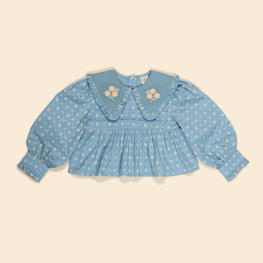 Dionne Blouse, Quilt Calico Blue Pebble