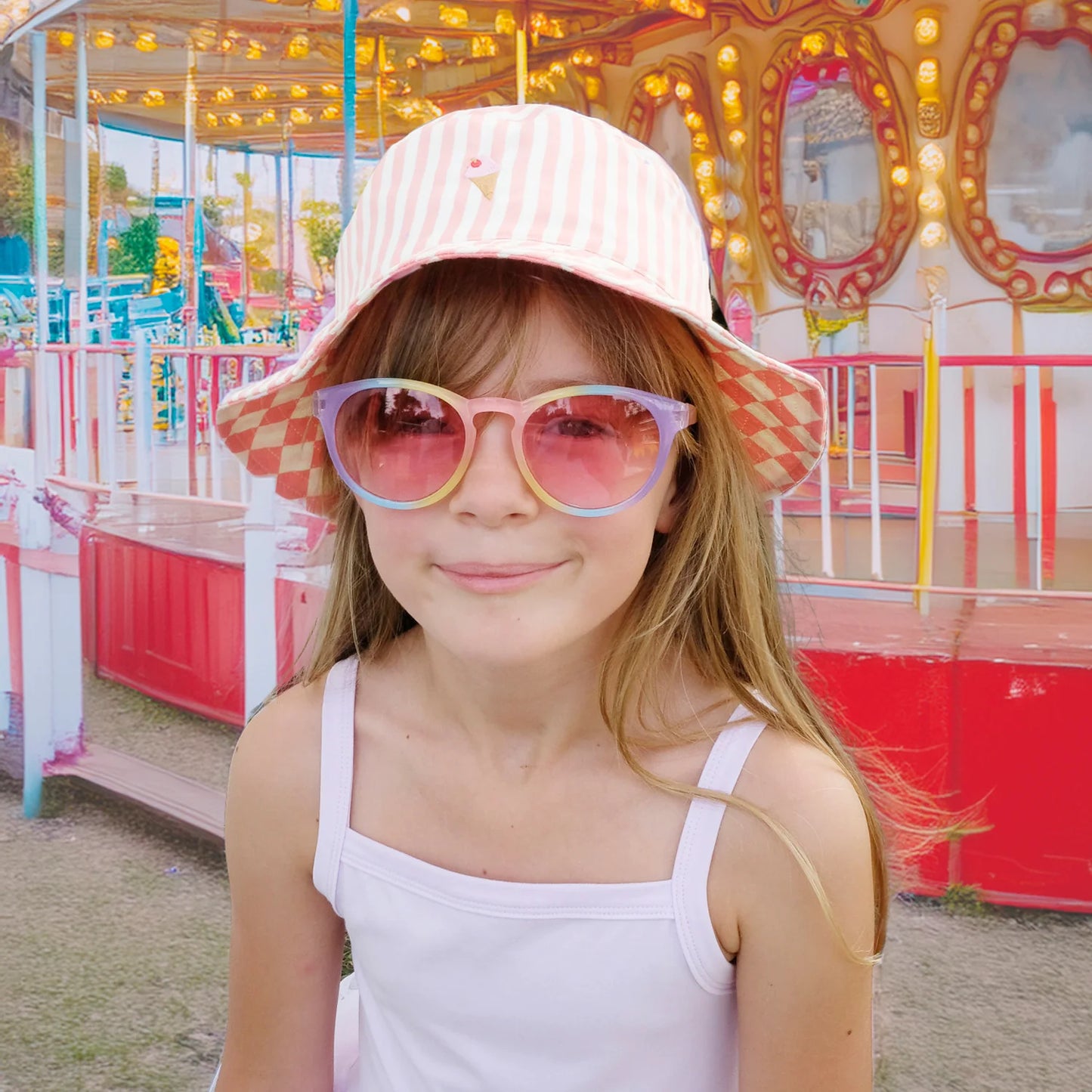 Candy Striped Reversible Bucket Hat