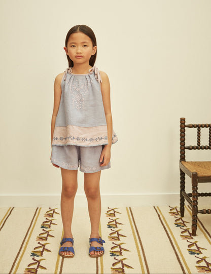 Emeline Short Set, Blue-Lilac/Lilac