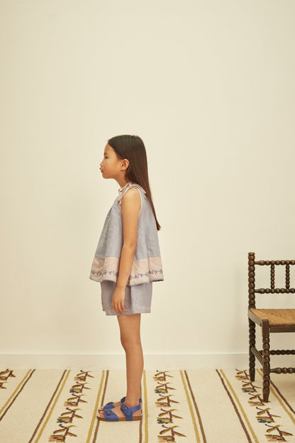 Emeline Short Set, Blue-Lilac/Lilac