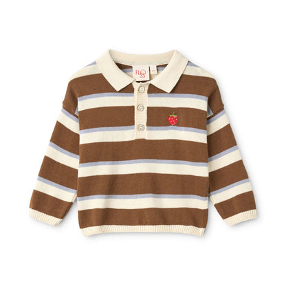 Elias Polo Sweater, Coffee/Air Stripe