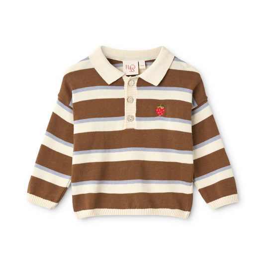 Elias Polo Sweater, Coffee/Air Stripe