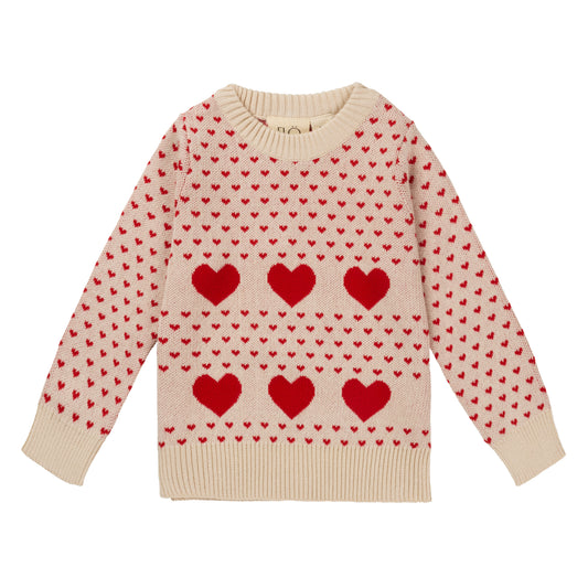 Zoe Sweater, Ruby Red/Cloud