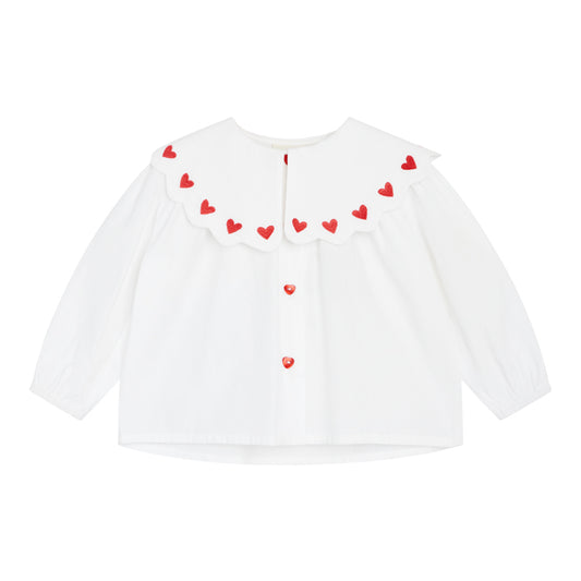 Ever Blouse, White/Ruby Red