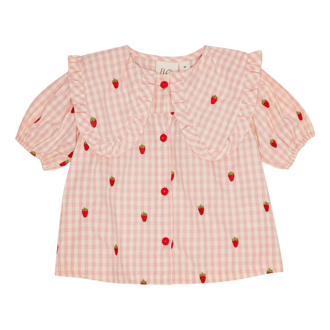 Dolly SS Blouse, Pink Berry Gingham