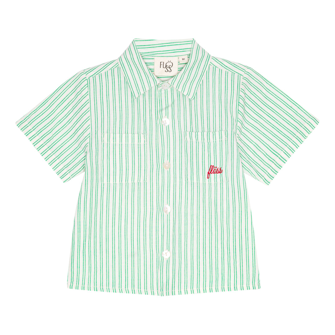 James SS Shirt, Green & Cloud