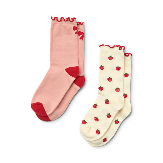 Vigga Socks 2pack, Pointelle Berry