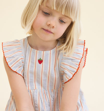 Robin Dress, Blue-tangerine stripe