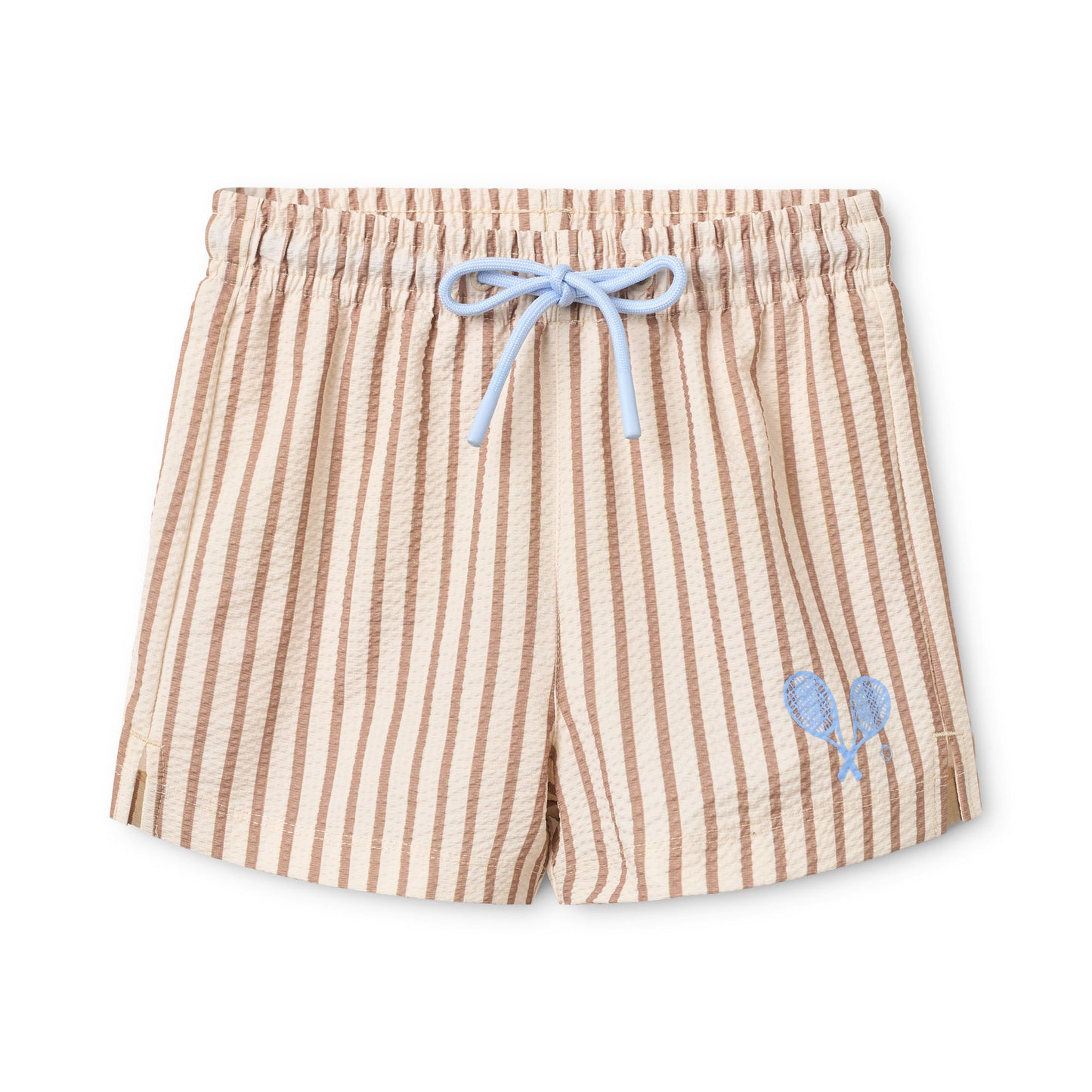 Ocean Swim Shorts, Light Brown Stripe