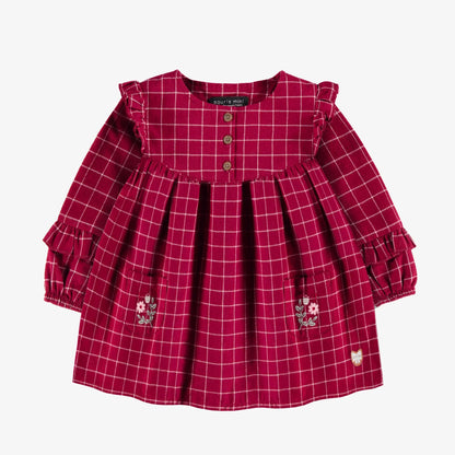 Baby Plaid Dress in Brushed Flannel, Red & White