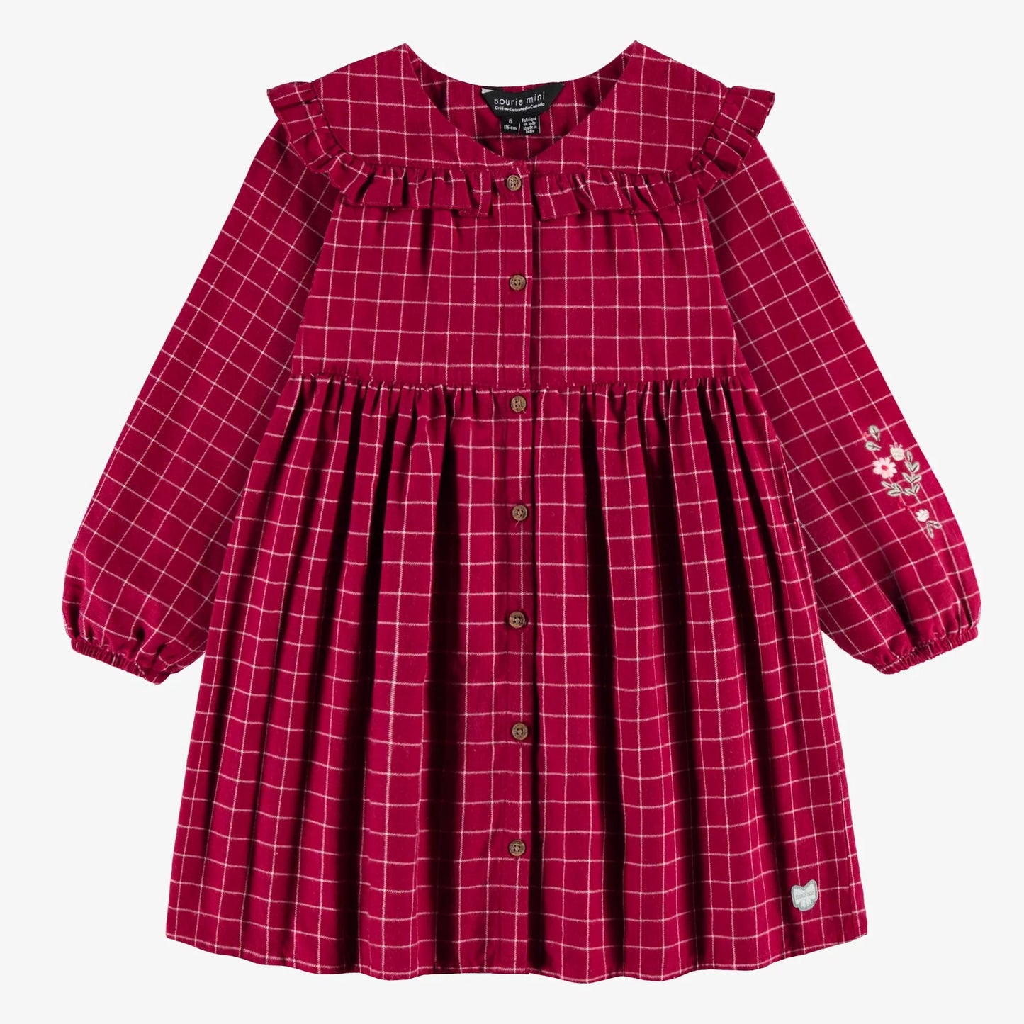 Plaid Dress in Brushed Flannel, Red & White