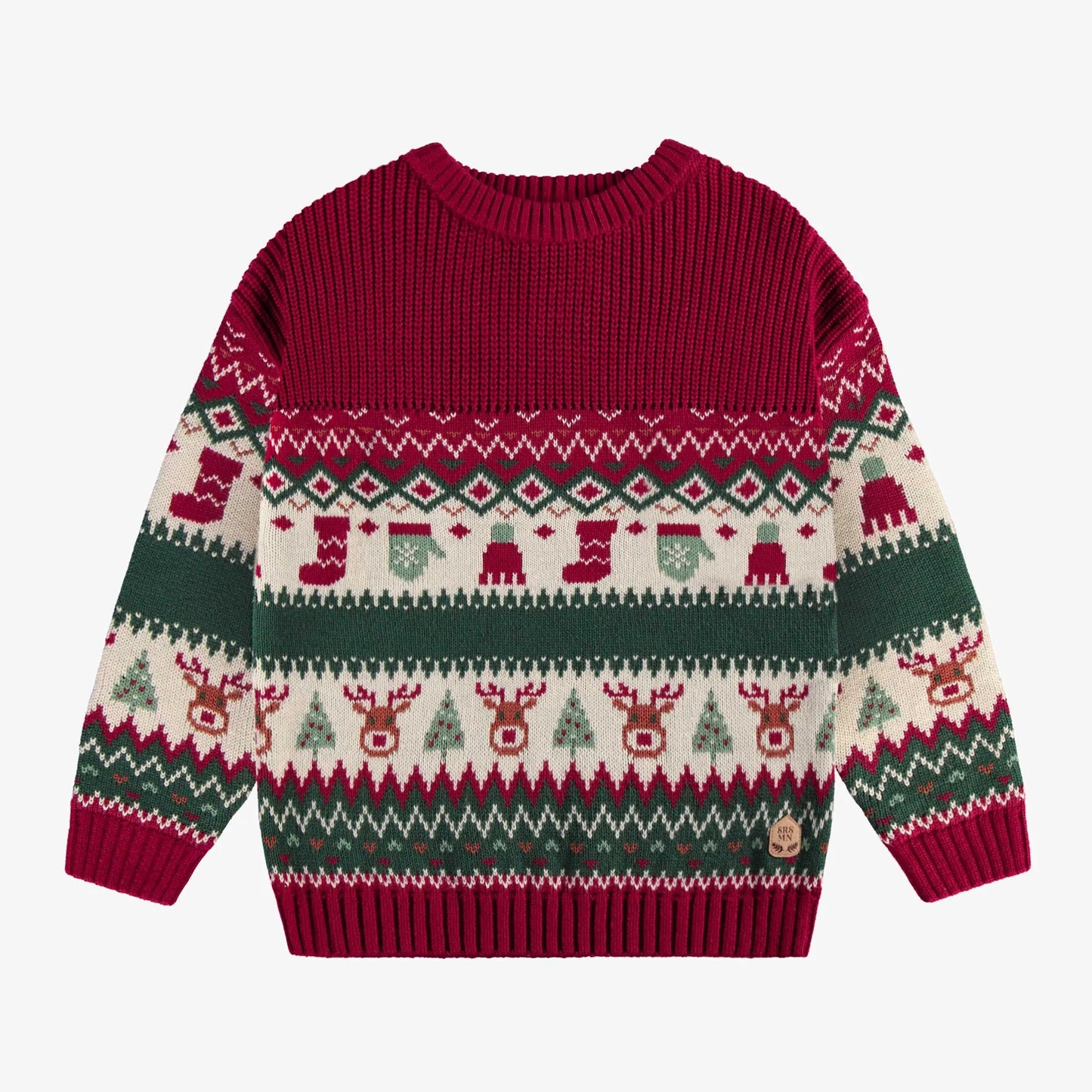 Knit Sweater with Holiday all over Print, Red