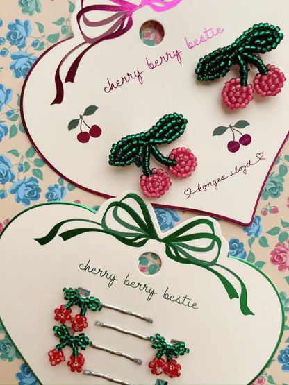 2 Pack Pearly Hair Clips, Cherry