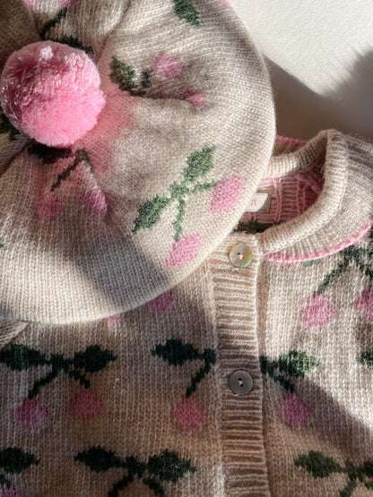 Belou Knit Collar Cardigan, Cherry
