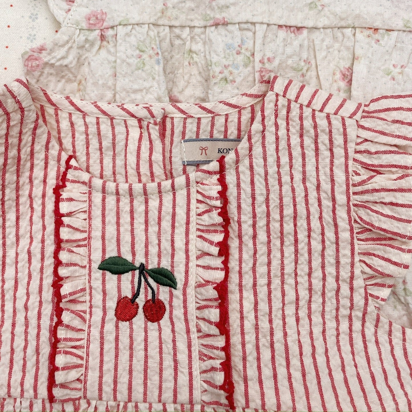 Ellie Frill Romper, Amour Stripe