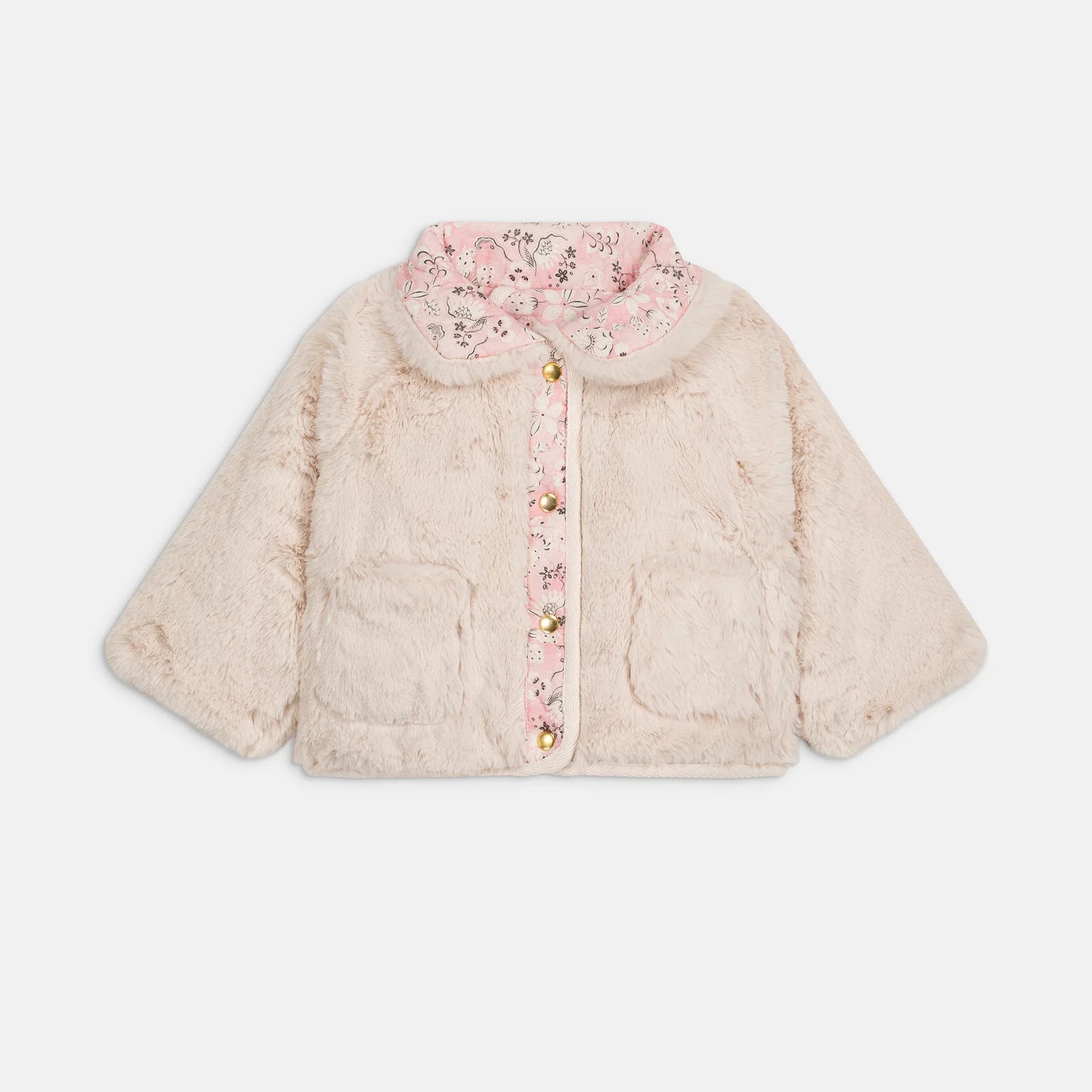 Jasmina Reversible Coat, Pink Linden Blossom