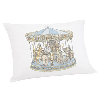 Satin Cushion, Carousel Blue