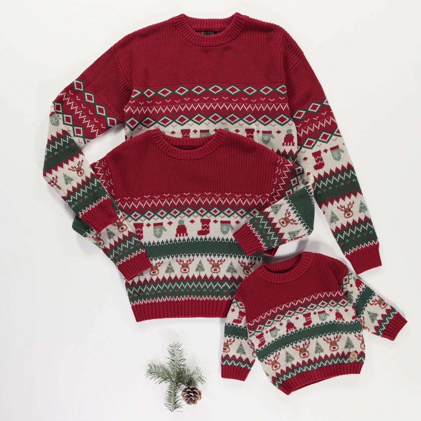 Knit Sweater with Holiday all over Print, Red