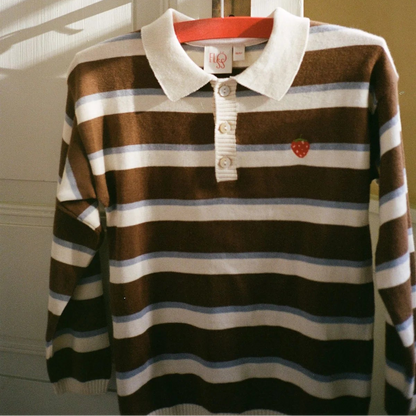 Elias Polo Sweater, Coffee/Air Stripe