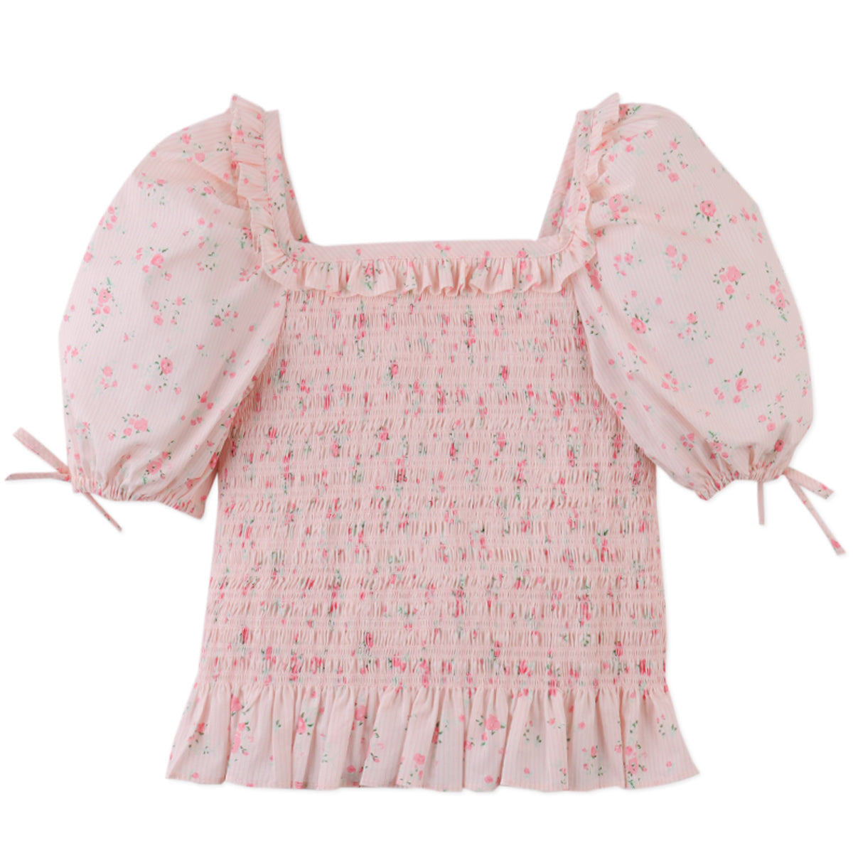 Priscilla Smocked Top with Puff Sleeves, Multicolor