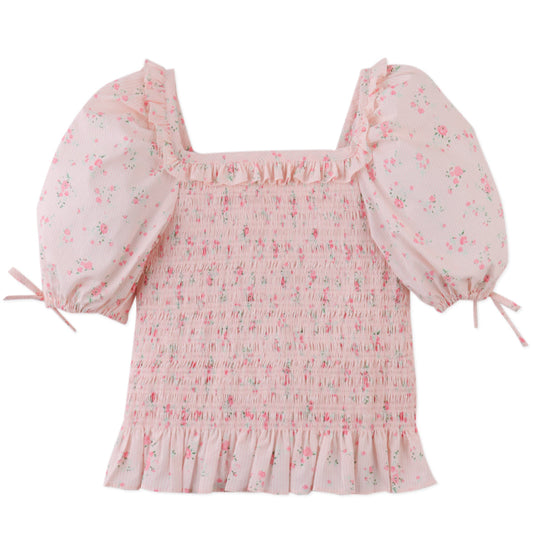Priscilla Smocked Top with Puff Sleeves, Multicolor