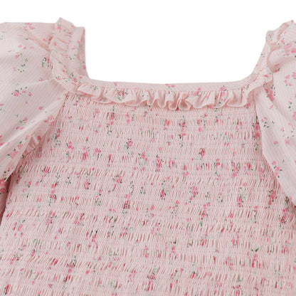 Priscilla Smocked Top with Puff Sleeves, Multicolor