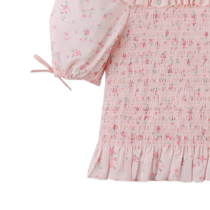 Priscilla Smocked Top with Puff Sleeves, Multicolor