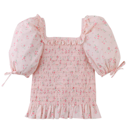 Priscilla Smocked Top with Puff Sleeves, Multicolor