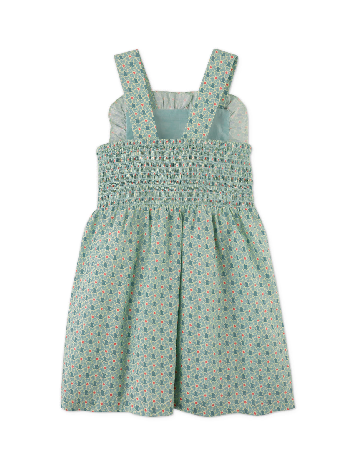 Girls Noemi Apron Dress with Ruffles, Green