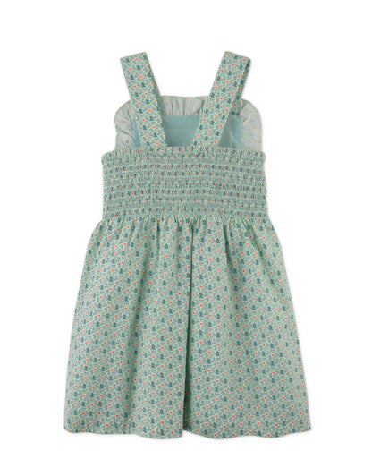 Girls Noemi Apron Dress with Ruffles, Green