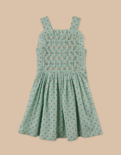 Girls Noemi Apron Dress with Ruffles, Green